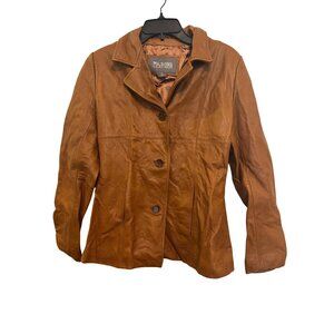Wilsons Leather Button-Up Womens Jacket S Brown Crafted In China